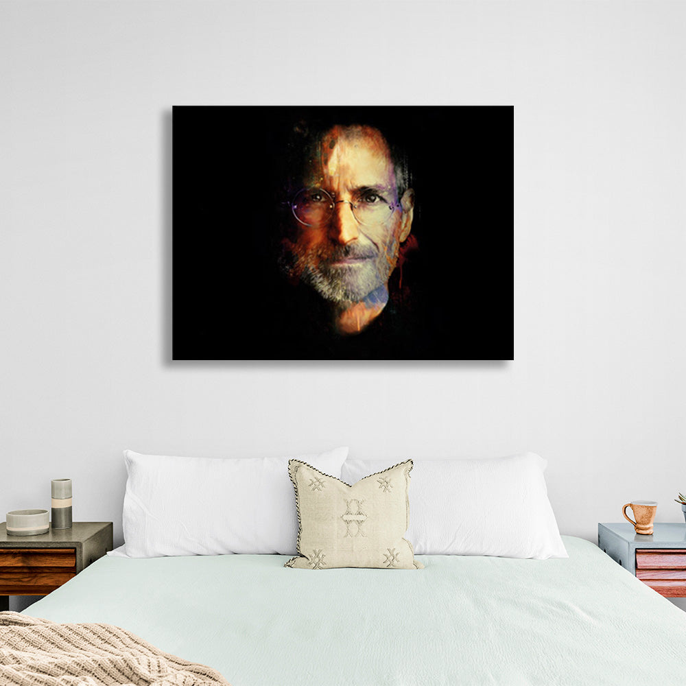 Steve Jobs on black background Canvas Wall Art Print