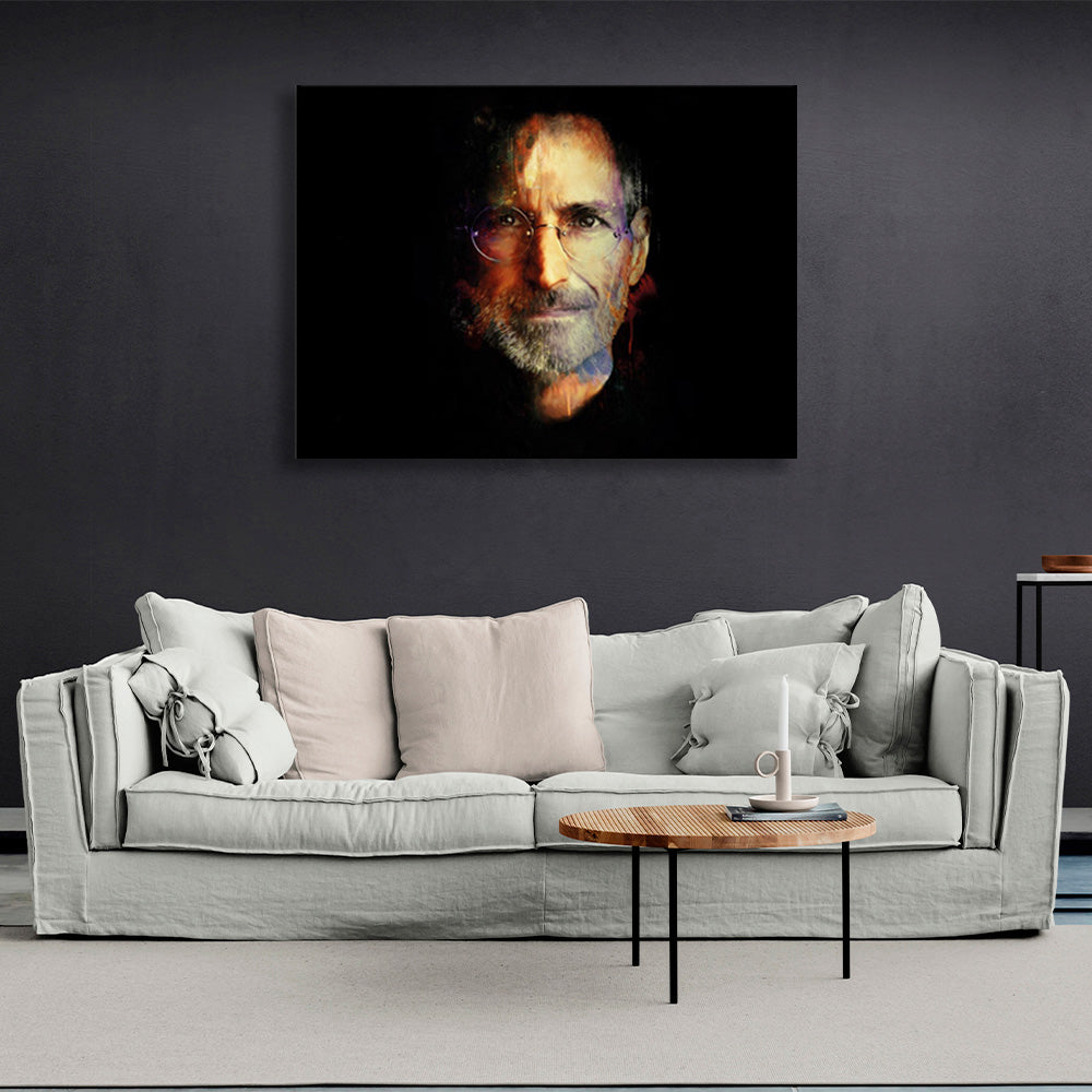 Steve Jobs on black background Canvas Wall Art Print