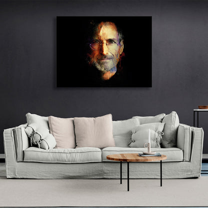 Steve Jobs on black background Canvas Wall Art Print