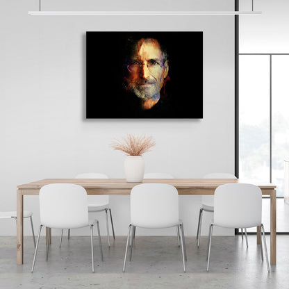 Steve Jobs on black background Canvas Wall Art Print