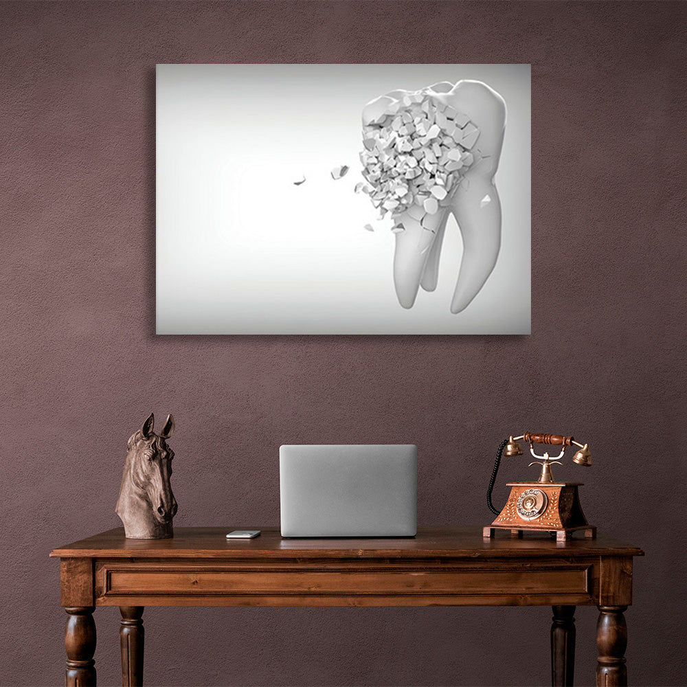 A shattered white tooth Canvas Wall Art Print