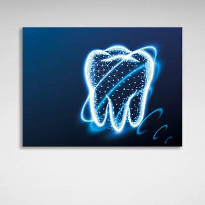 The bright blue outline of the tooth Canvas Wall Art Print