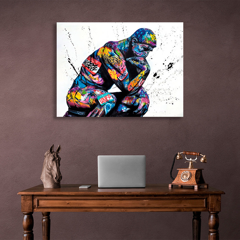 Sculpture in graffiti Canvas Wall Art Print