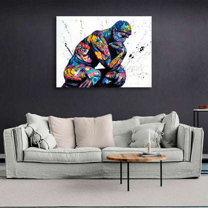 Sculpture in graffiti Canvas Wall Art Print