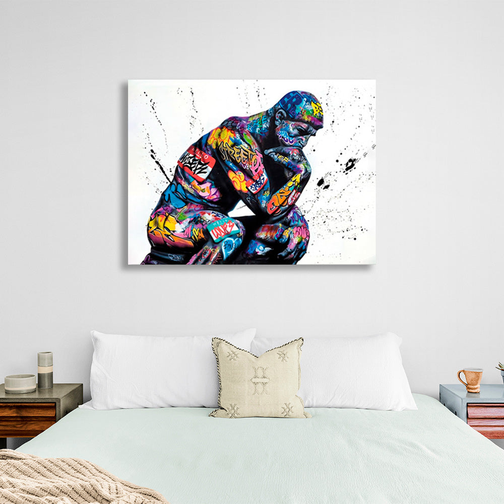 Sculpture in graffiti Canvas Wall Art Print