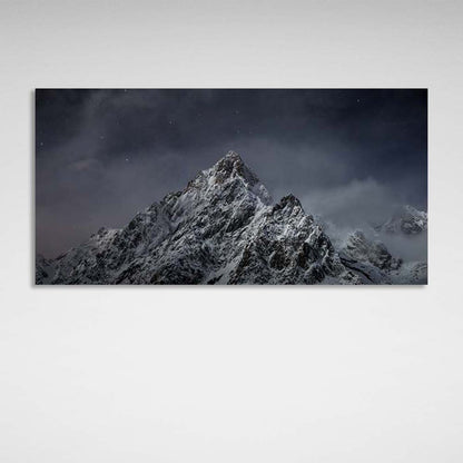 Canvas Wall Art Print Mountain peak on the background of the starry sky