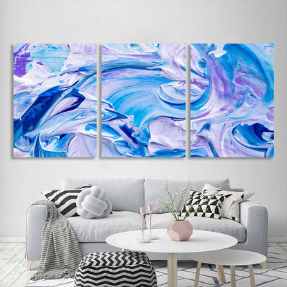 Multi Panel Canvas Wall Art Print Blue-purple paint splashes