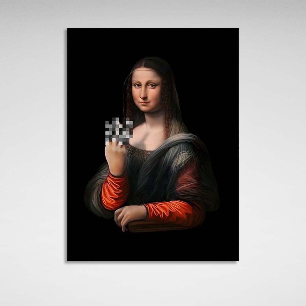 Canvas Wall Art Print Mona Lisa shows f*ck