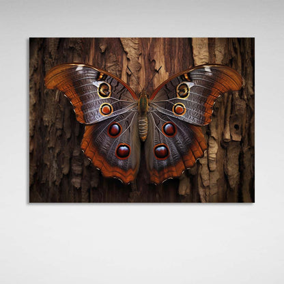 A butterfly on a tree Canvas Wall Art Print