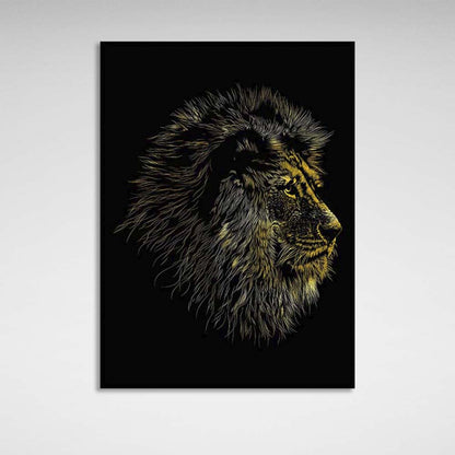 Canvas Wall Art Print Lion's head on a black background