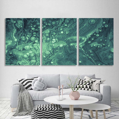 Multi Panel Canvas Wall Art Print Bubbles in turquoise acrylic paint