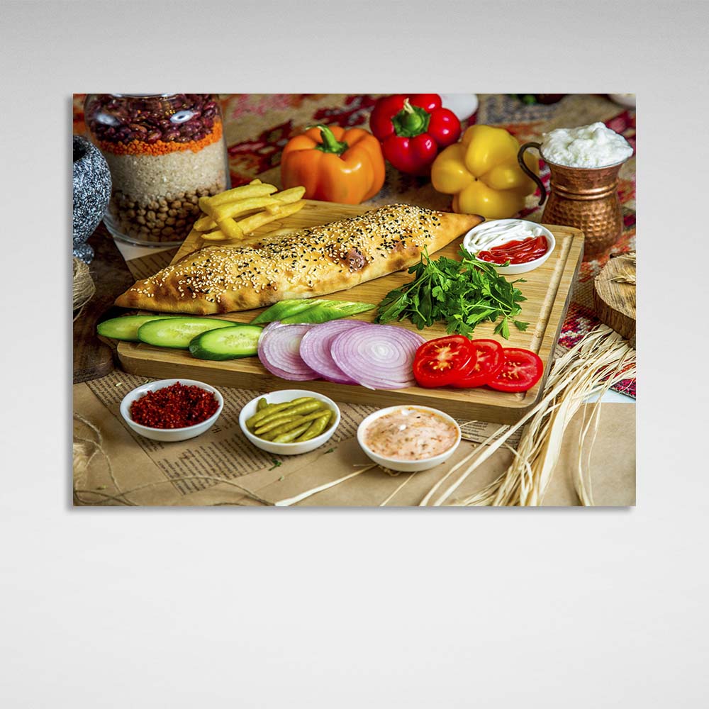 For the kitchen bread and vegetables Canvas Wall Art Print For Kitchen