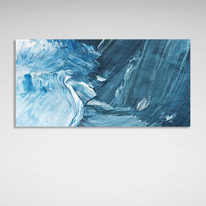 Abstraction Canvas Wall Art Print abstract horizontal Blue and white paint strokes