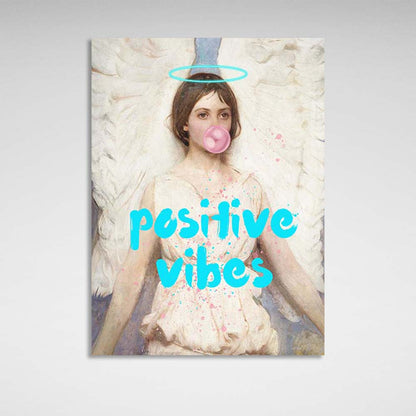 Canvas Wall Art Print Angel with gum. Positive vibes