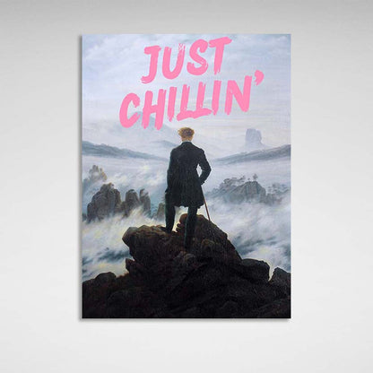 Canvas Wall Art Print Wanderer over the sea of fog. Just chilling