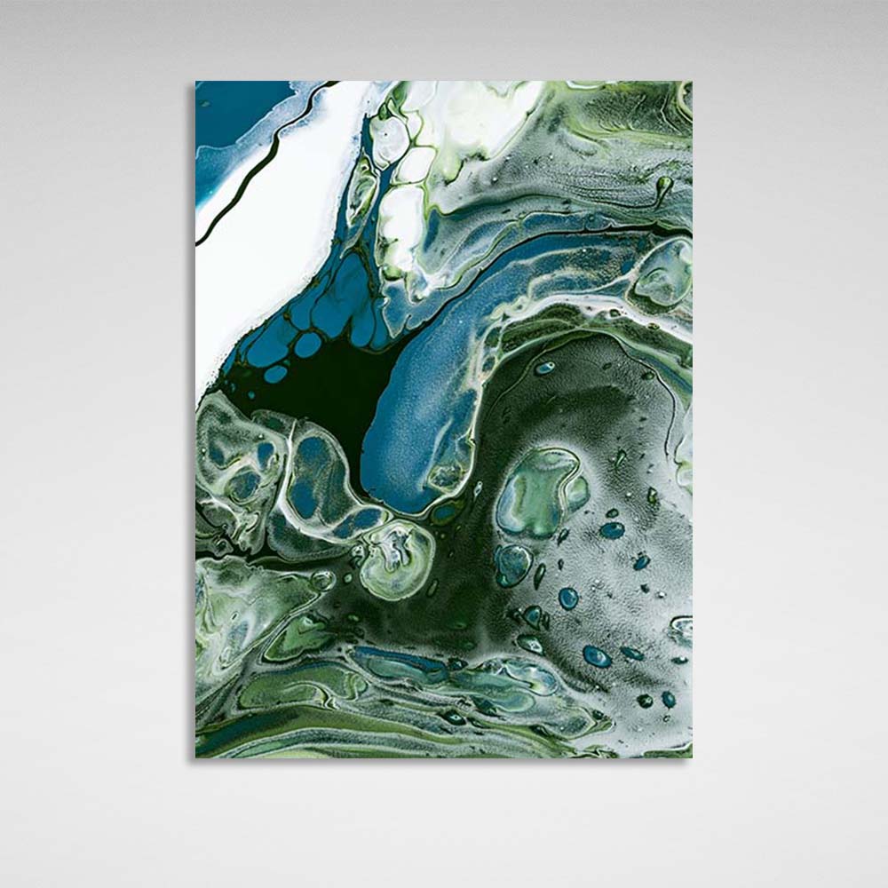 Abstraction Canvas Wall Art Print Divorces of blue-green paint on water