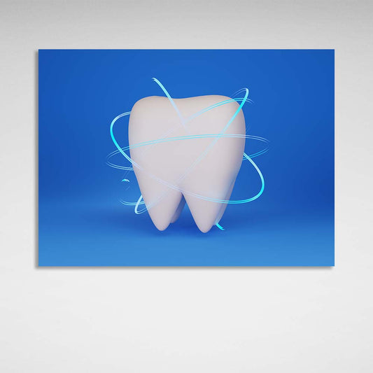 For dentistry tooth on a light blue background Canvas Wall Art Print