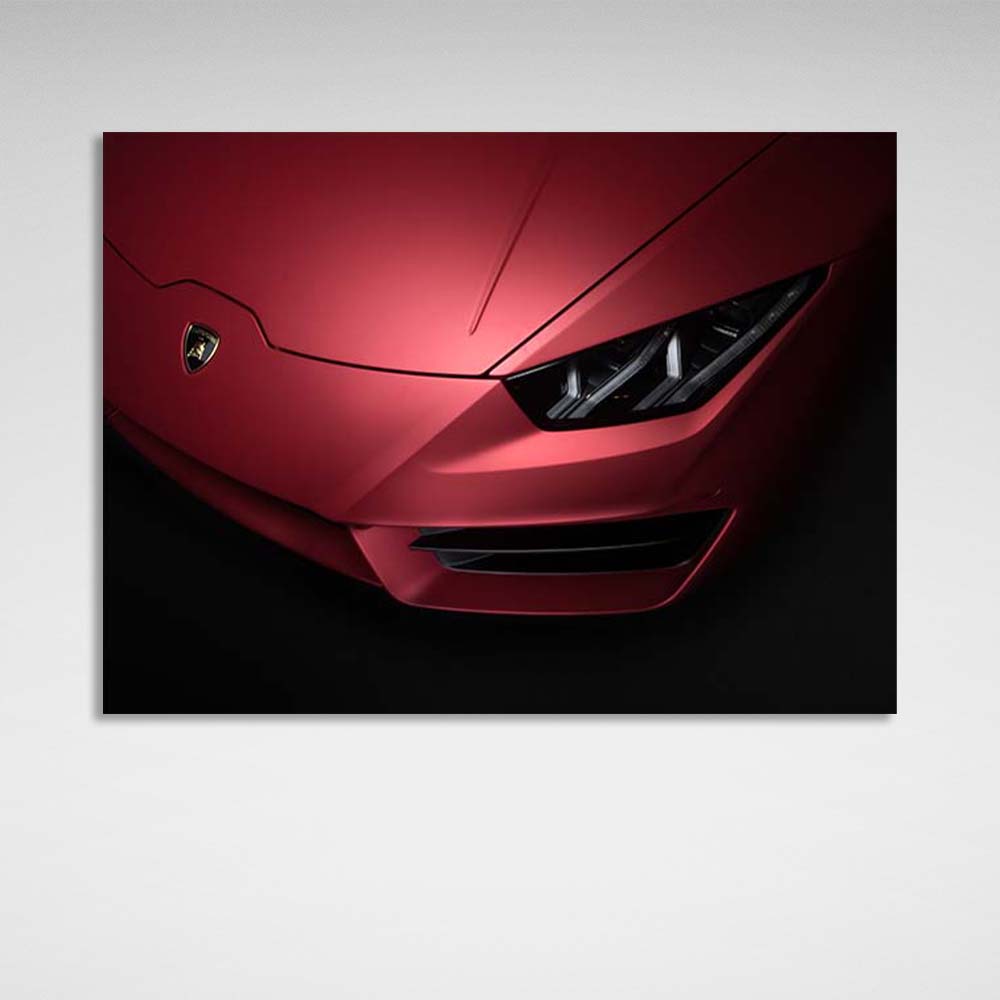 Canvas Wall Art Print front headlight red Lamborghini