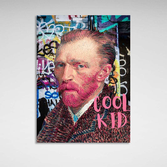 Canvas Wall Art Print Self-Portrait of Van Gogh on the background of graffiti