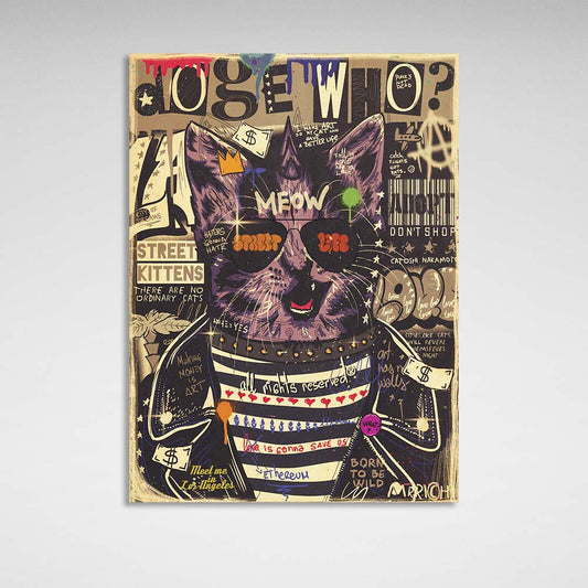 Pop Art A cat in a calfskin Canvas Wall Art Print