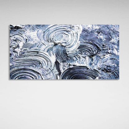 Abstraction Canvas Wall Art Print Blue strokes on white paint horizontal