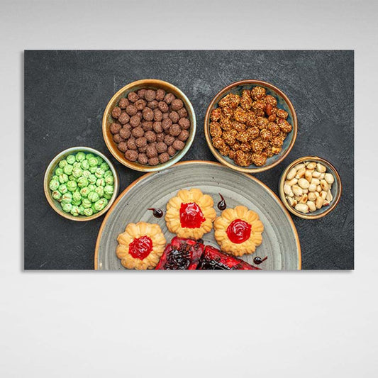 Canvas Wall Art Print For Kitchen Fruit cakes with cookies