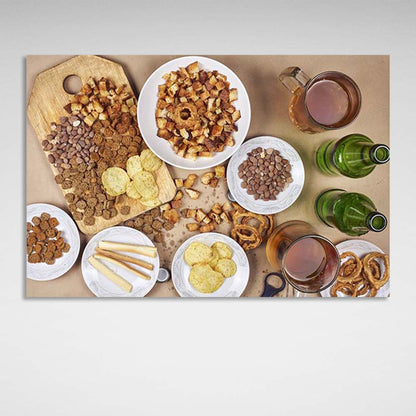 Canvas Wall Art Print For Kitchen Diversity of beer snacks