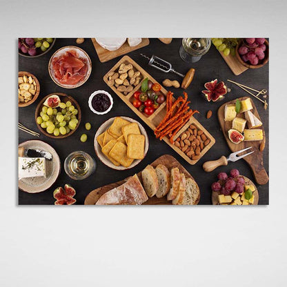 Canvas Wall Art Print For Kitchen Party Snacks