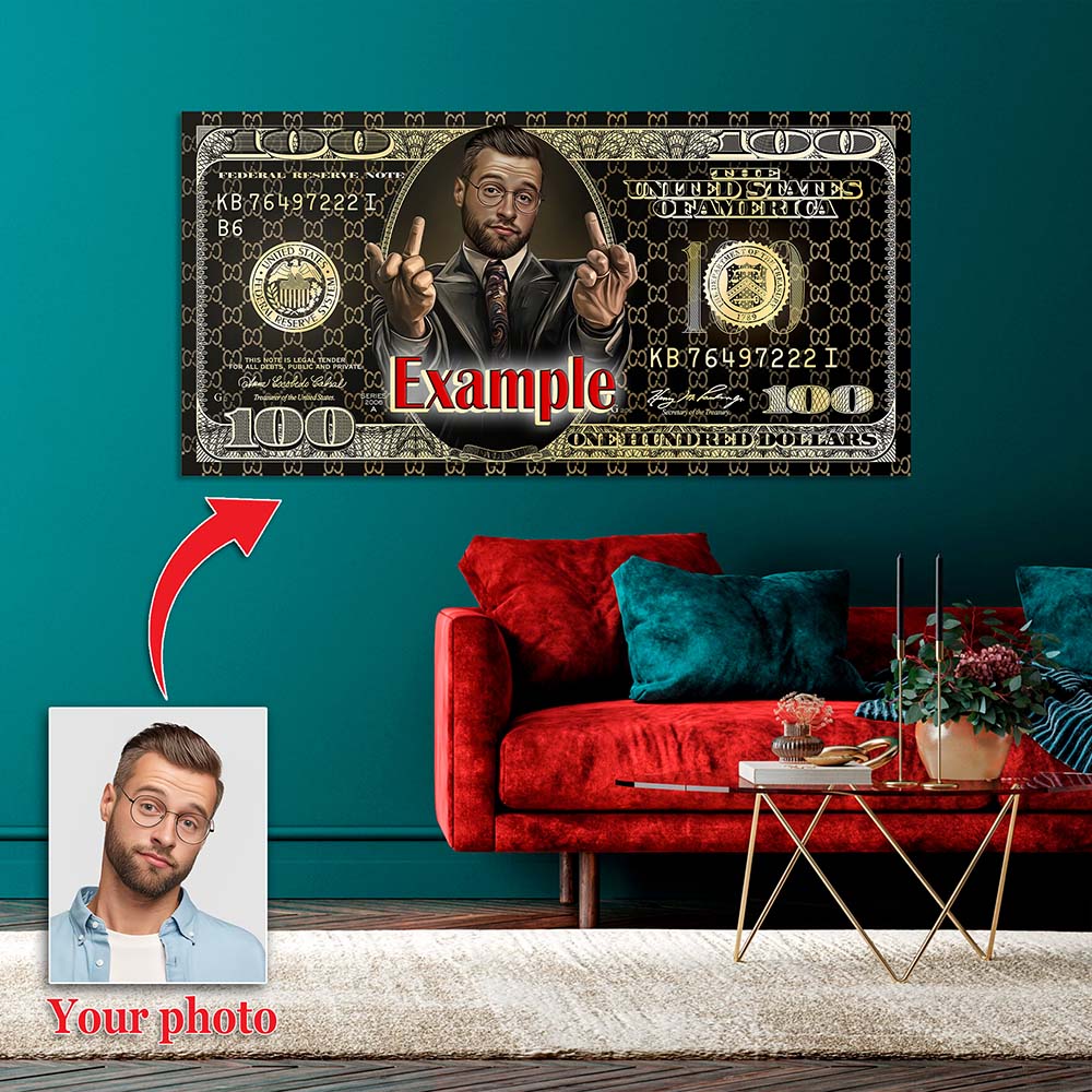 100 Dollar With Your Photo Inspirational Canvas Wall Art Print