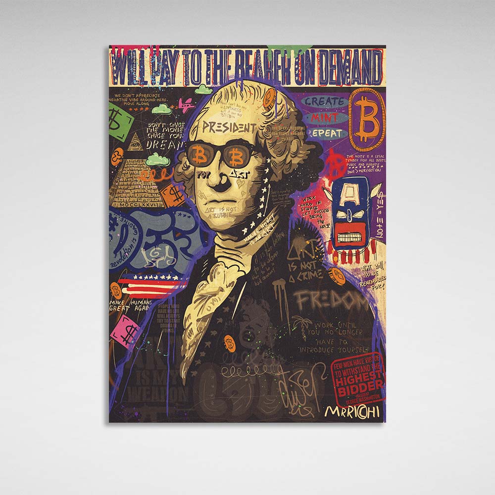 Pop Art George Washington Canvas Wall Art Print