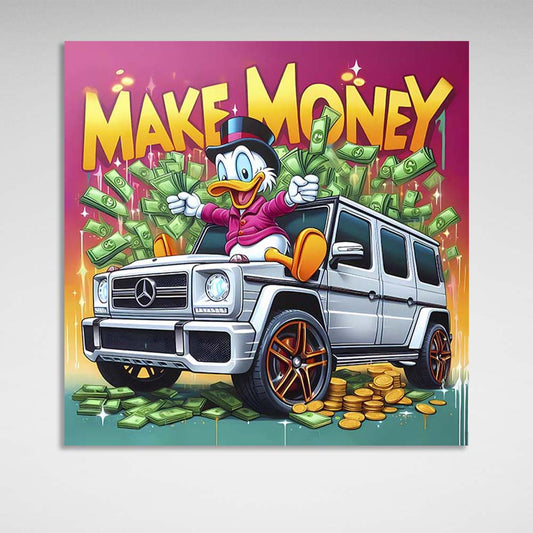 Inspirational Canvas Wall Art Print Scrooge on Mercedes Make Money