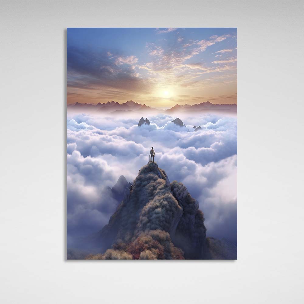 Dawn over the clouds Canvas Wall Art Print