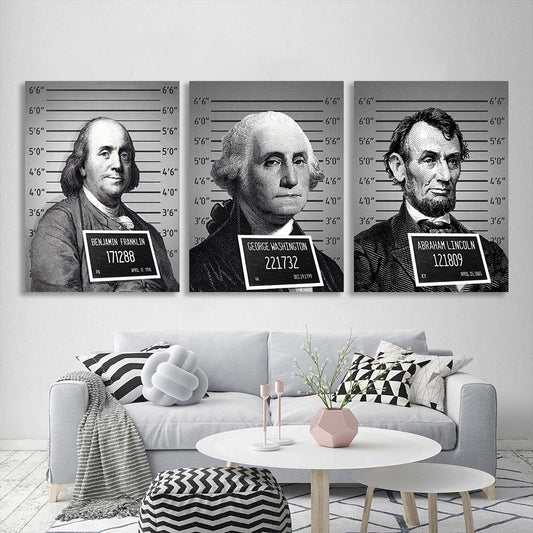 Multi Panel Canvas Wall Art Print Portraits of U.S. Presidents