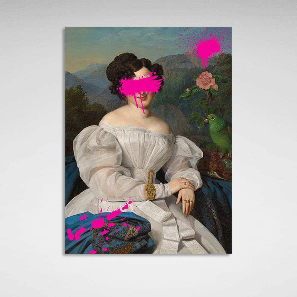 Canvas Wall Art Print Portrait of Vorontsova with pink paint on her face