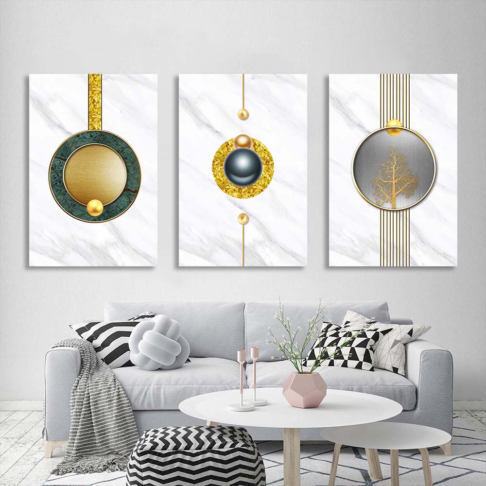 Multi Panel Canvas Wall Art Print Pearl abstraction