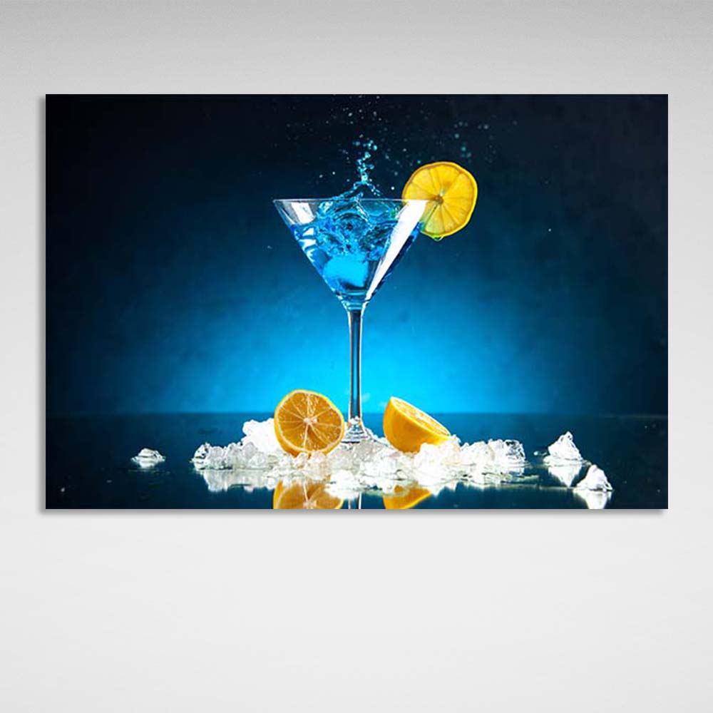 Canvas Wall Art Print For Kitchen Blue Lagoon with lemon