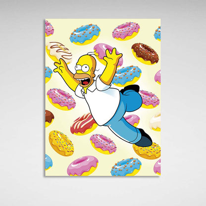 Homer Simpson in front of the donuts Canvas Wall Art Print