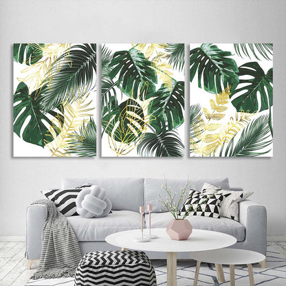 Multi Panel Canvas Wall Art Print Tropical Leaves