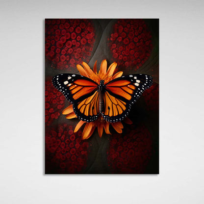 Monarch butterfly on a flower Canvas Wall Art Print