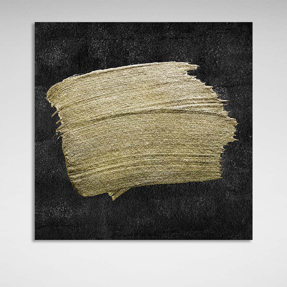 Golden strokes against a black wall Abstraction Canvas Wall Art Print