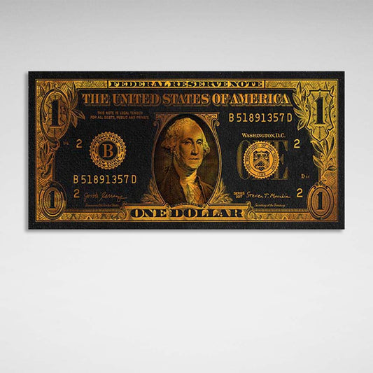 Inspirational Canvas Wall Art Print One dollar in gold color