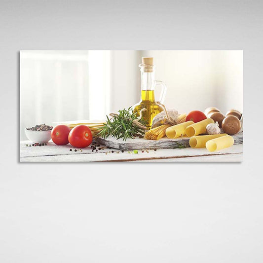 Canvas Wall Art Print For Kitchen Olive oil with spices