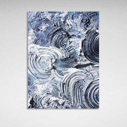 Abstraction Canvas Wall Art Print Blue strokes on white paint