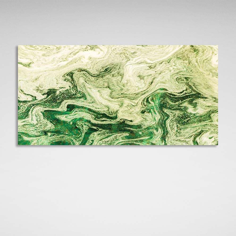 Abstraction Canvas Wall Art Print Divorces of white-green paint on water