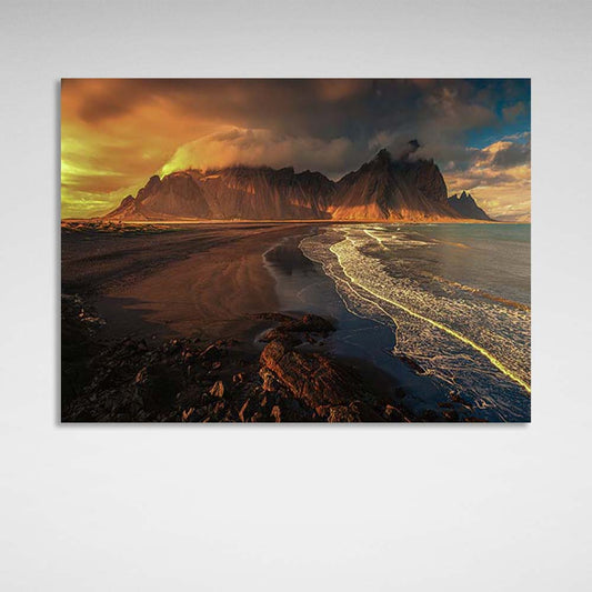 Canvas Wall Art Print Beach at the foot of the volcano