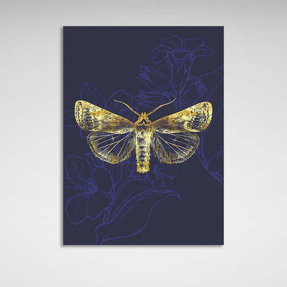 Canvas Wall Art Print Golden Owl Highward on a dark blue background