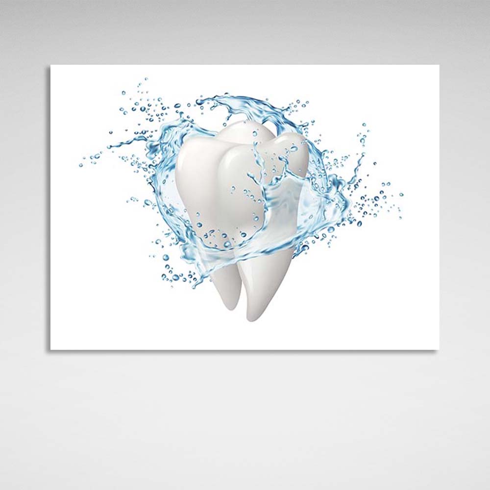 Canvas Wall Art Print Tooth in a splash of water