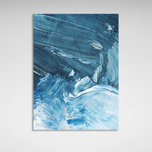 Abstraction Canvas Wall Art Print Blue and white paint strokes