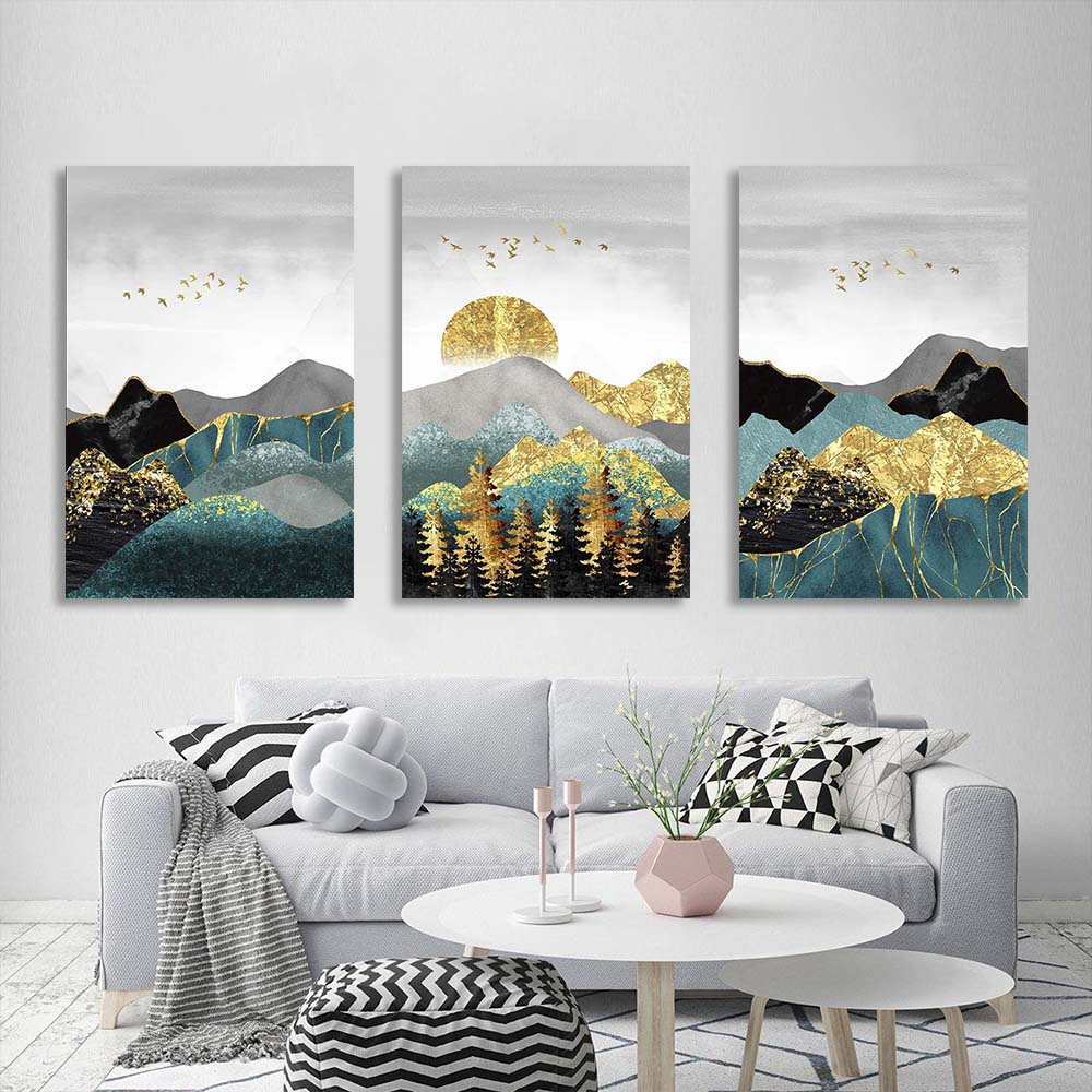 Multi Panel Canvas Wall Art Print Abstract hills