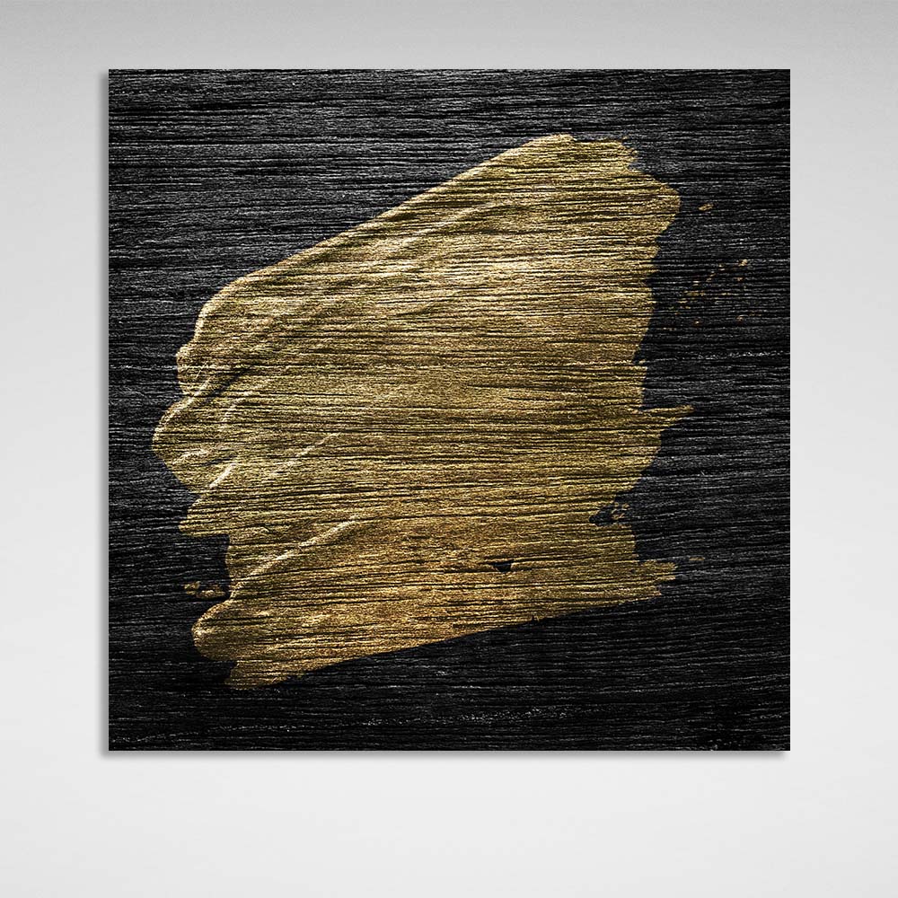 Gold strokes on a black background Abstraction Canvas Wall Art Print